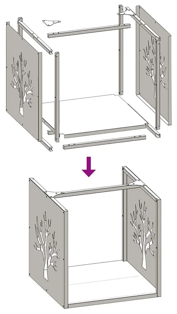 Suporte para lenha 40x40x40 cm aço laminado a frio antracite