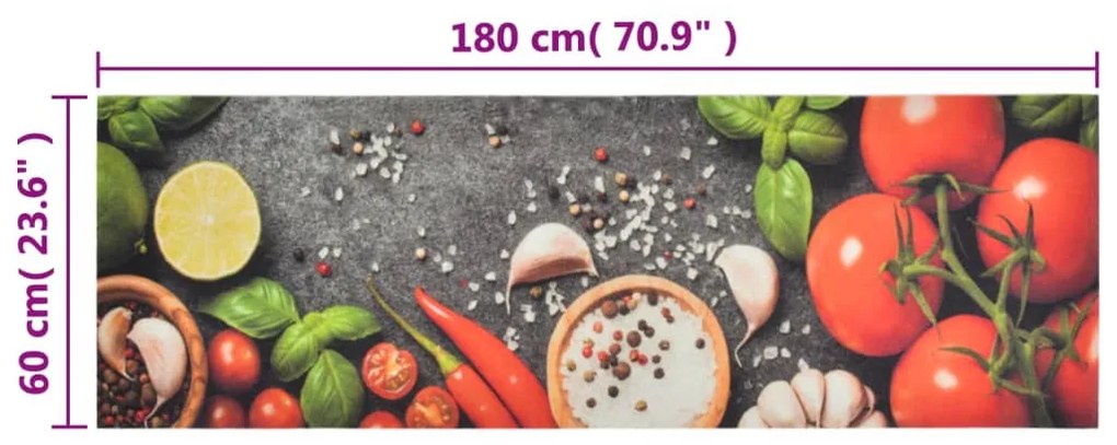 Tapete de cozinha lavável 60x180 cm veludo padrão vegetais