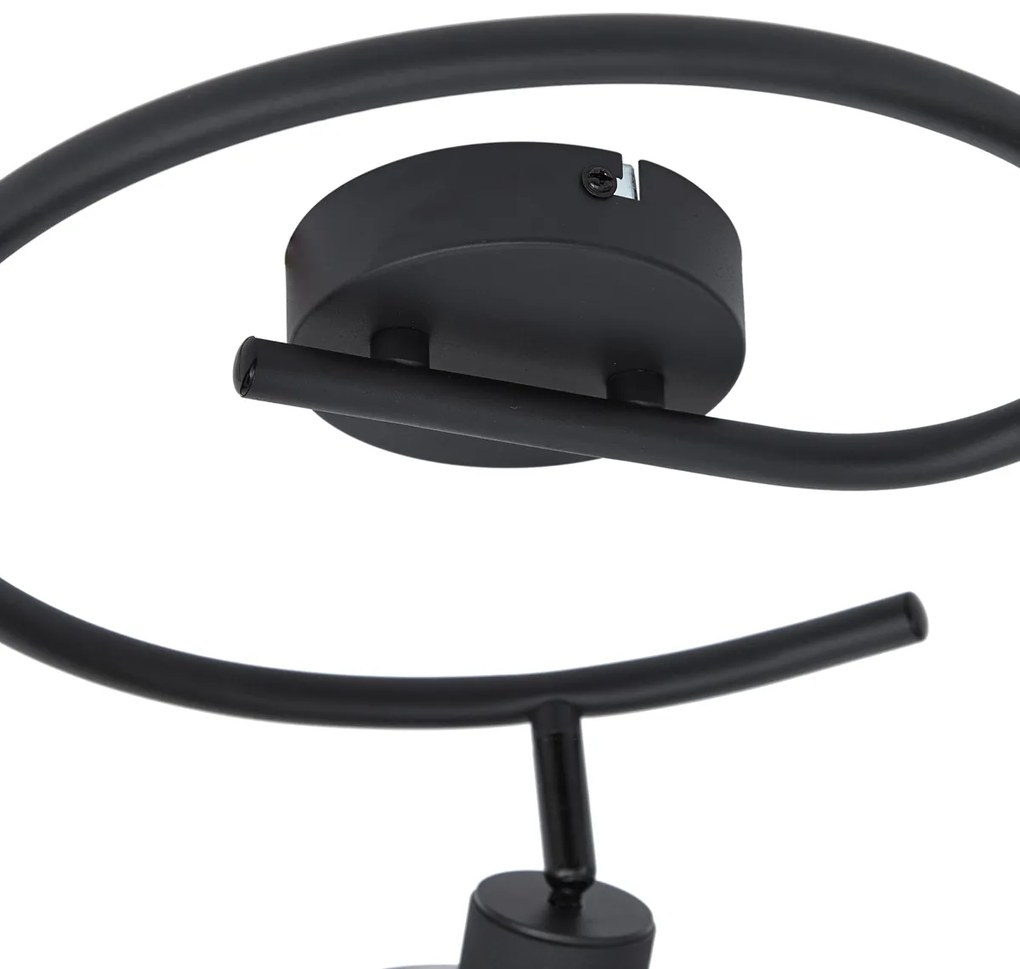Foco de teto de design preto com vidro fumê redondo 3 luzes - Domo Moderno