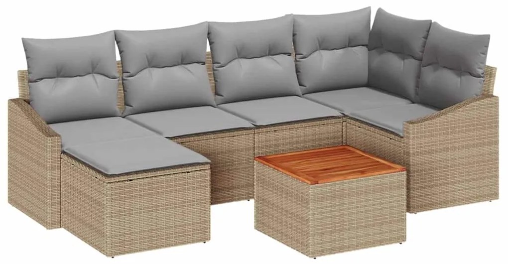 Conjunto de Sofá de Jardim 7 pcs Bege, cinza claro