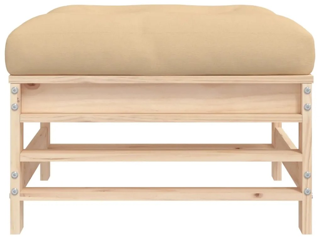 Apoios de pés p/ jardim c/ almofadões 2 pcs pinho maciço