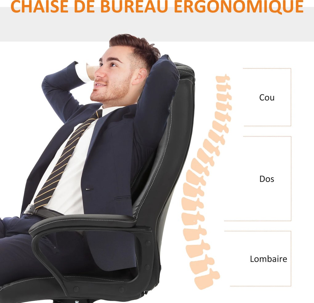 Cadeira de escritório com função de massagem, ergonómica, de grande conforto, altura ajustável, encosto basculante e revestimento sintético castanho F
