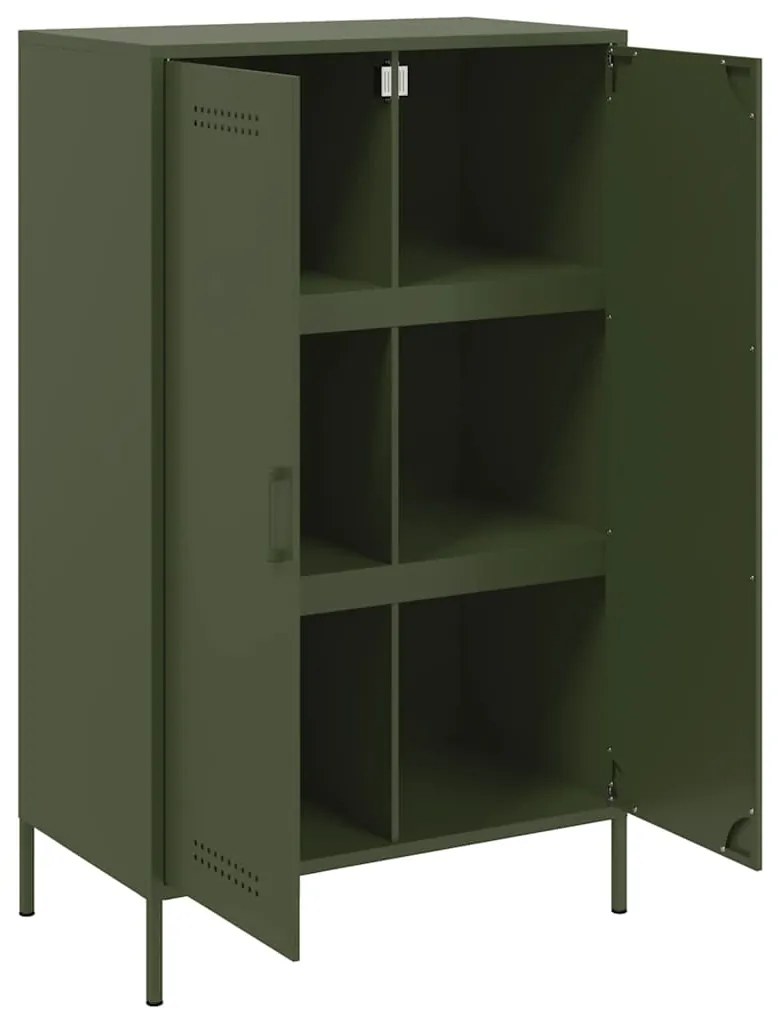Aparador alto 68x39x113 cm aço verde azeitona