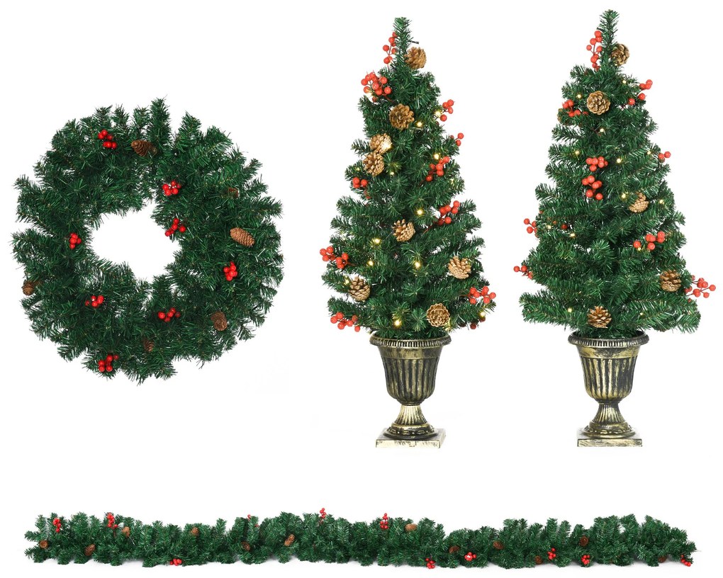 Conjunto de Decoração de Natal 4 Peças Decoração de Natal com 2 Árvore