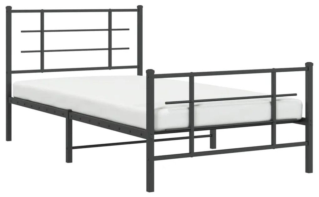 Estrutura de cama com cabeceira e pés 100x200 cm metal preto