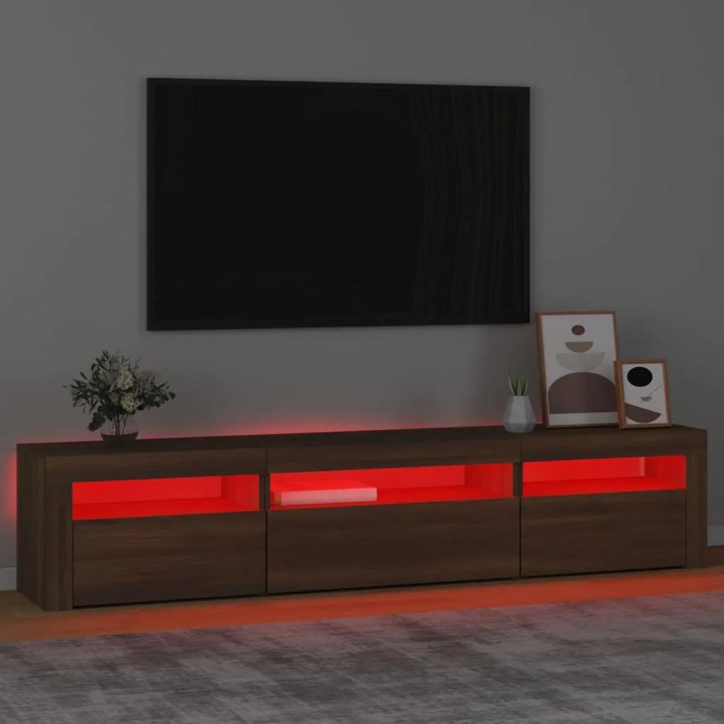 Móvel de TV com luzes LED 195x35x40 cm Carvalho Marrom