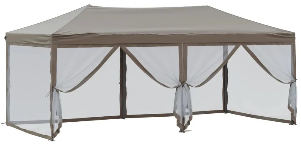 Tenda p/ festas dobrável c/ paredes laterais cinza-acastanhado