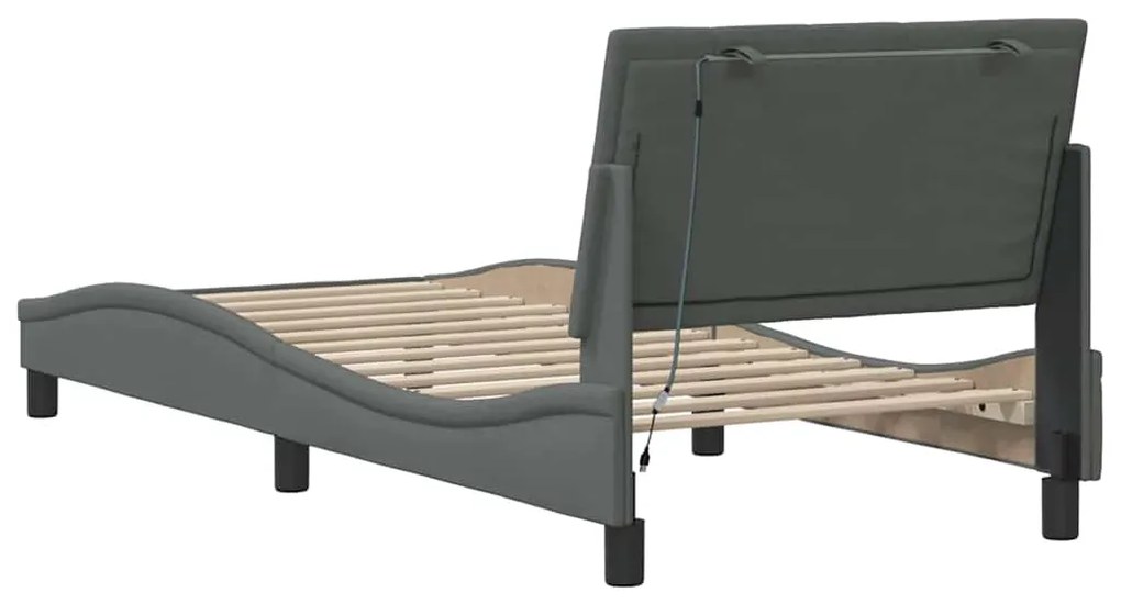 Estrutura de cama sem colchão 90x190 cm tecido cinzento-escuro