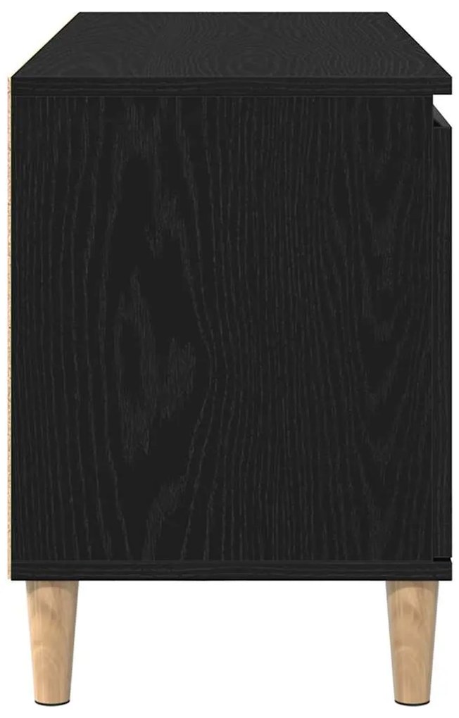 Estante de TV vidaXL com perna de madeira Preto Carvalho 102x35x50 cm