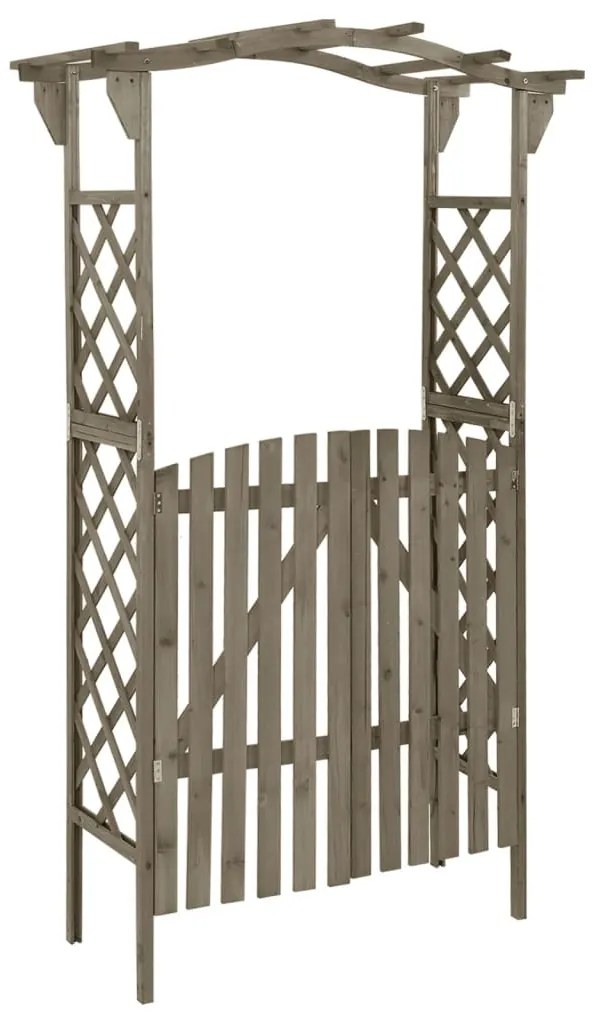 316393 vidaXL Pérgola com portão 116x40x204 cm madeira de abeto maciça cinza