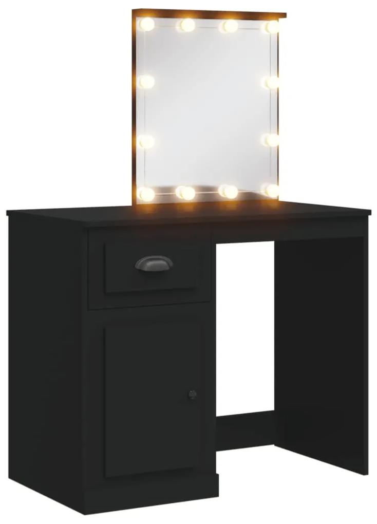Toucador Enza com Espelho e Luzes LED - Preto - Design Moderno