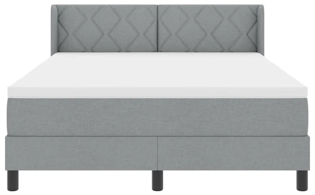 Cama Box Spring com Colchão Cinza Claro, 140 x 200 cm, Tecido