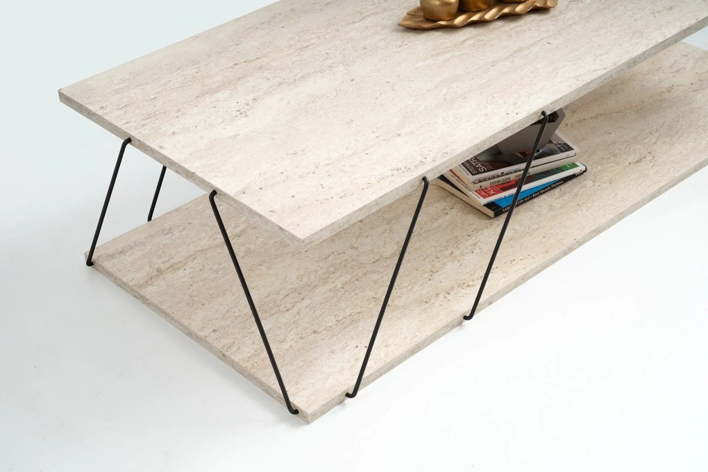 Mesa de Centro Labranda – Travertine Black – 120x30x50 cm