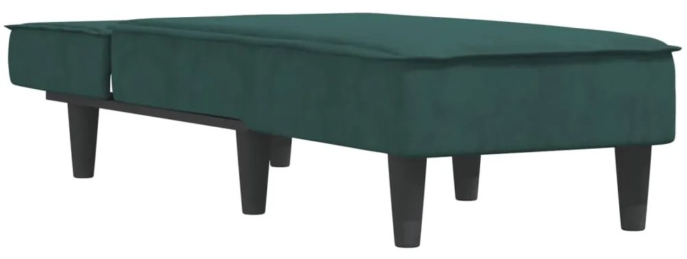 Chaise longue veludo verde-escuro