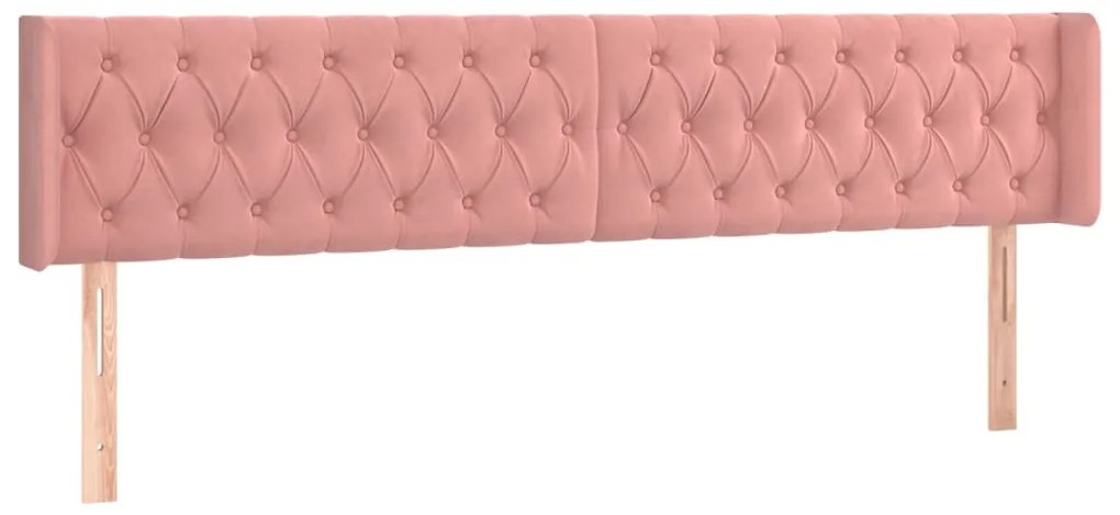 Cabeceira de cama c/ luzes LED veludo 183x16x78/88 cm rosa