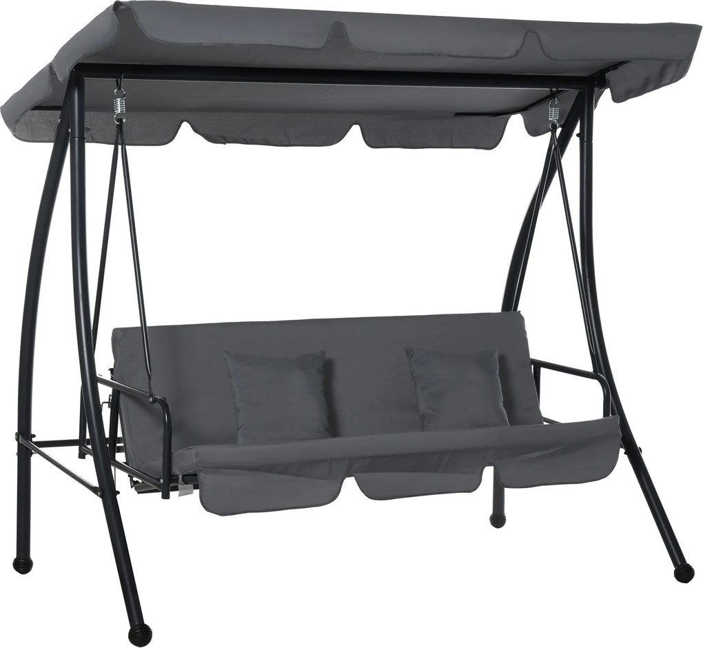 Outsunny Balanço de Jardim Conversível 3 Lugares Teto inclinável Colchão incluído 2L x 1,25l x 1,7H m metal | Aosom Portugal