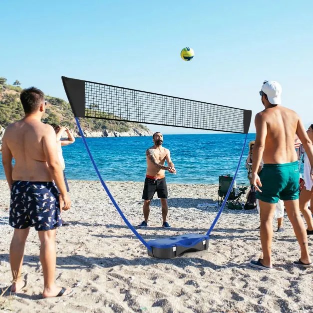 Conjunto portátil de badminton para crianças com 2 raquetes 2 penas Estrutura em PVC, baliza de futebol e rede de pátio 270 x 33,5 x 160 cm Azul