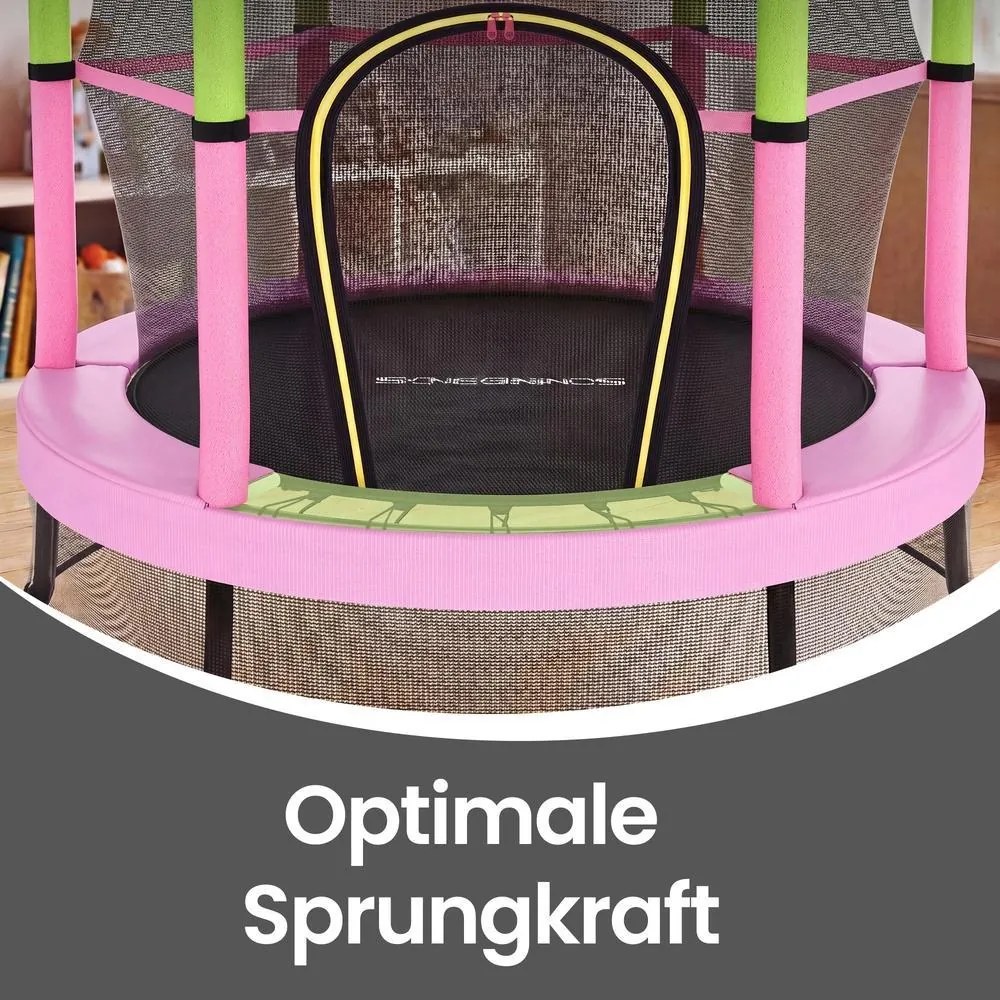 Trampolim infantil, trampolim de jardim de 174 cm com rede de segurança Rosa