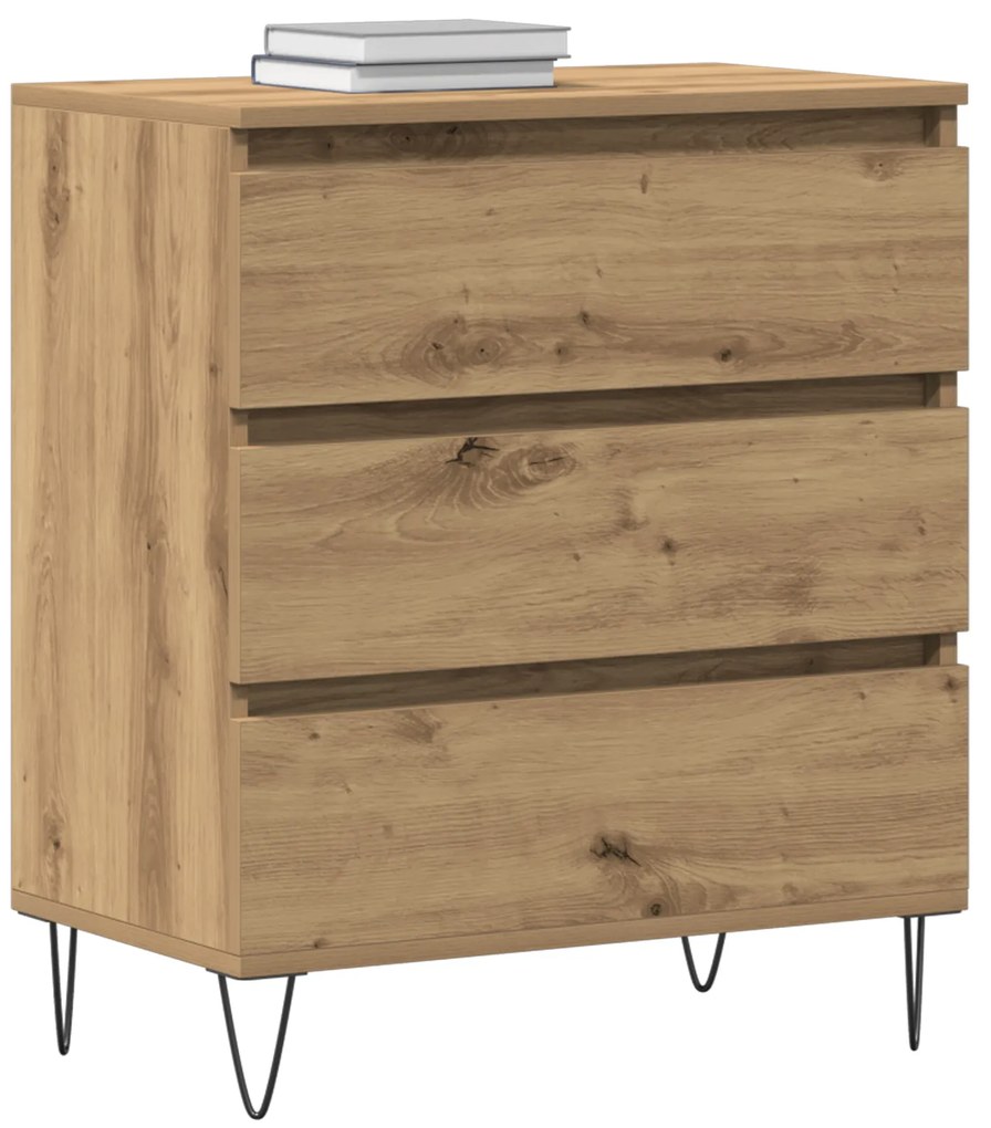 Sideboard vidaXL com Gavetas Carvalho Artesanal 60x35x70 cm Madeira de