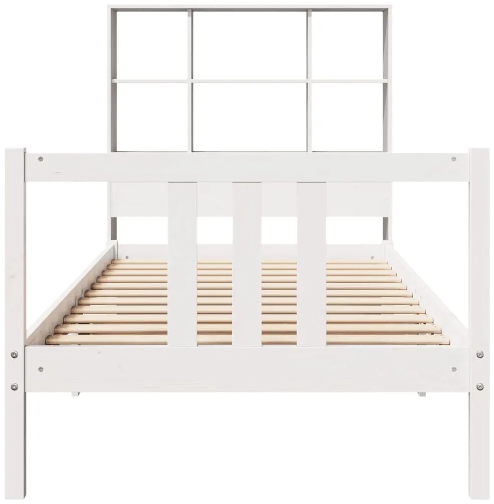 Cama com estante sem colchão 90x200 cm pinho maciço branco