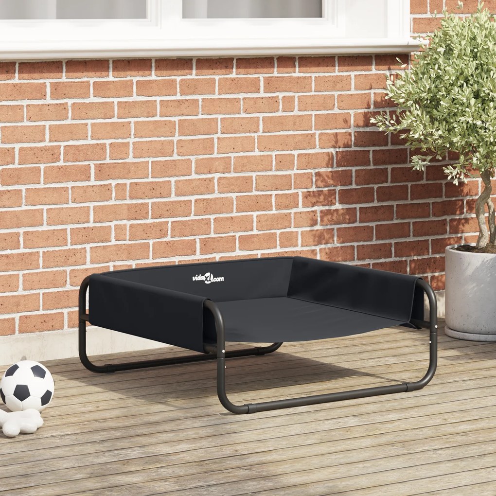 vidaXL Cama Elevada para Cão Preta Tecido Oxford e Aço