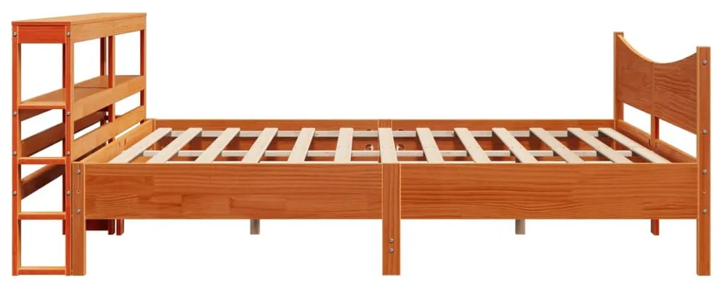 Estrutura cama c/ cabeceira 200x200cm pinho maciço castanho-mel
