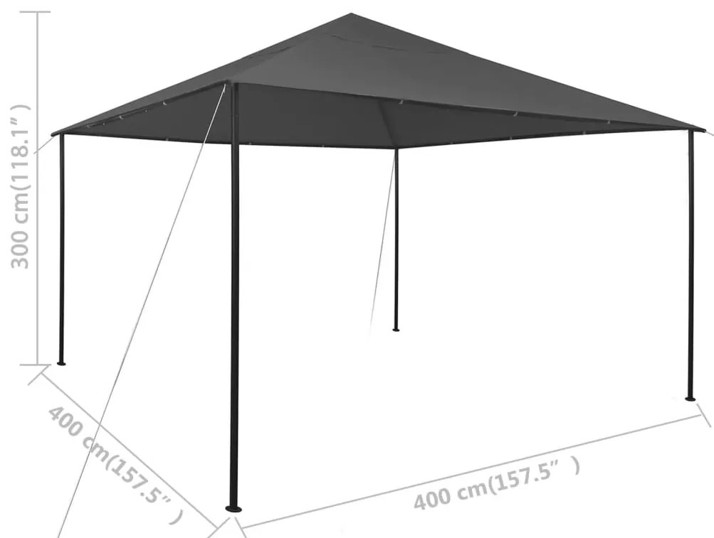 Gazebo 4x4x3 m 180 g/m² antracite