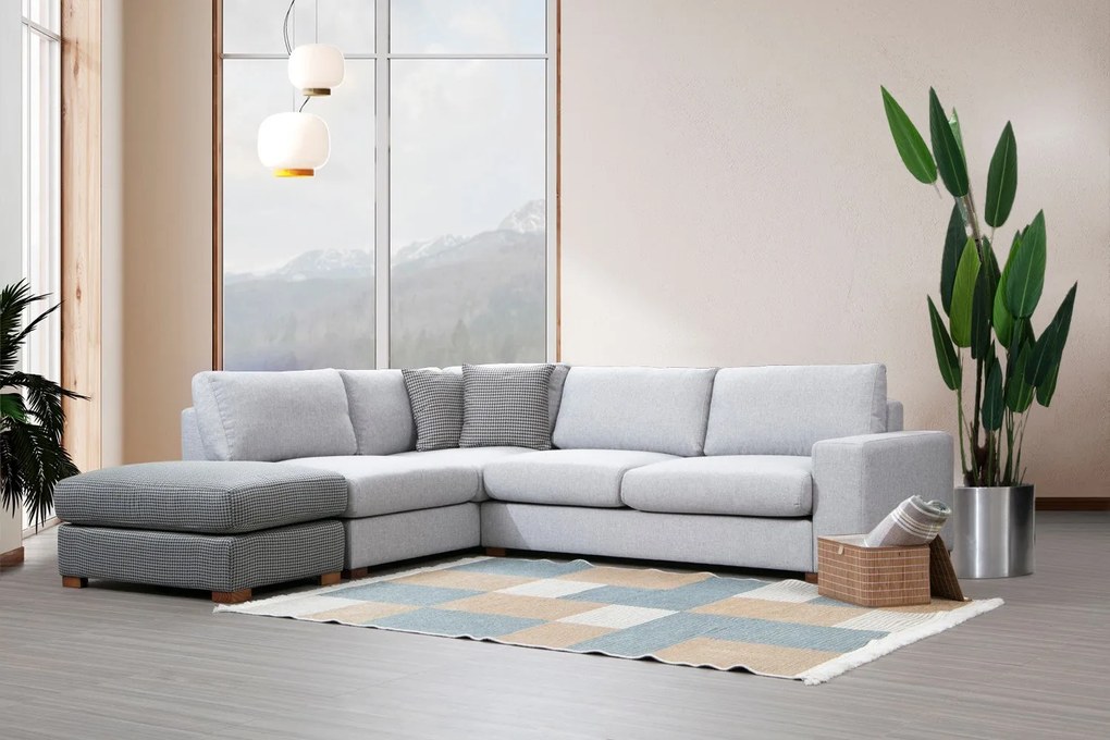 Sofá de Canto Loop - Cinza Claro - 246 cm x 266 cm