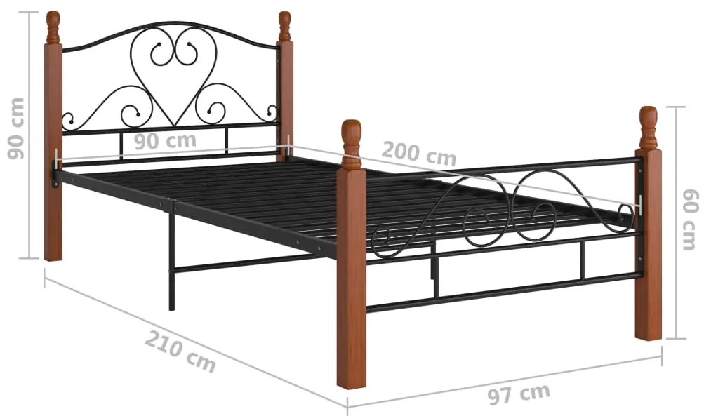 Estrutura de cama 90x200 cm metal preto