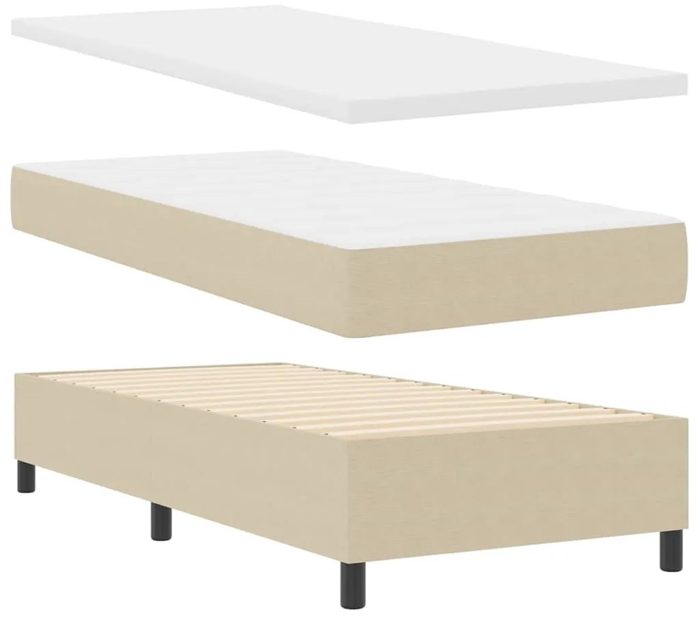 Cama Box Spring com Colchão Bege Claro 80x200 cm Tecido de Cortiça