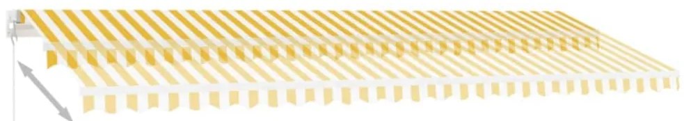 Toldo retrátil manual com LED 500x300 cm amarelo e branco