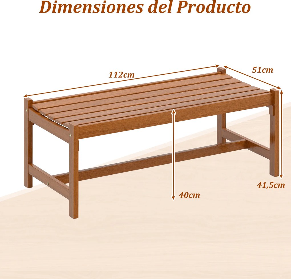 Conjunto de 2 bancos de jardim de 2 lugares,112 x 51 x 41,5 cm (MESA NÃO INCLUIDA), em madeira com acabamento a óleo de teca e assento curvo em ripas,