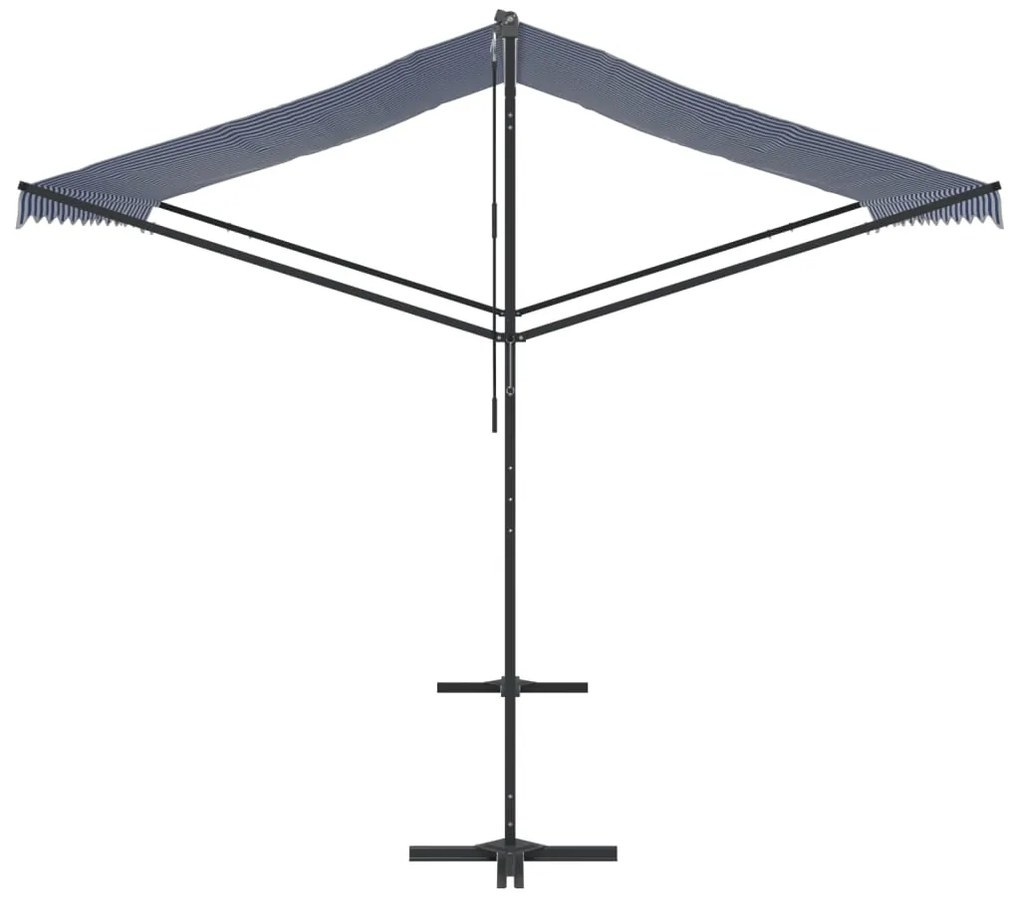 Toldo de pé 300x300 cm tecido e aço azul e branco