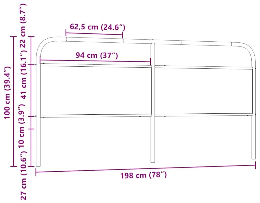 Cabeceira de cama 190 cm derivados madeira/aço carvalho sonoma