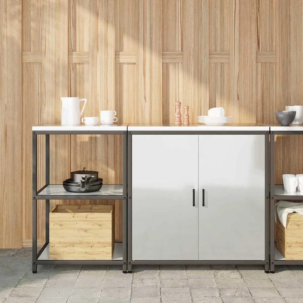 vidaXL Conjunto de Armazenamento de Cozinha com prateleira 2 pcs Prata