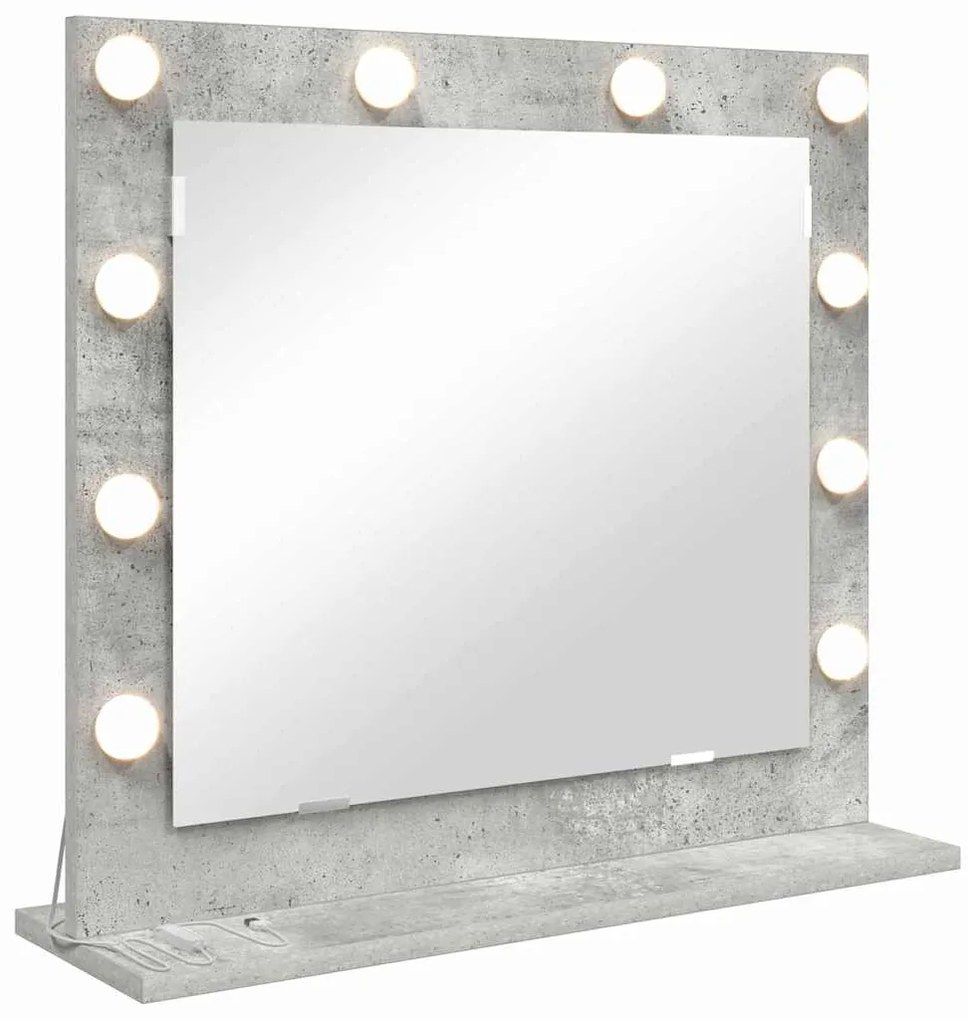 Espelho de Vanidade com Luzes LED Cinza Betão 60x55x18 cm