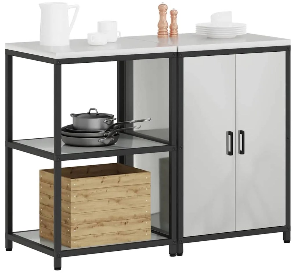 Conjunto de Armazenamento de Cozinha com prateleira 2 pcs Prata