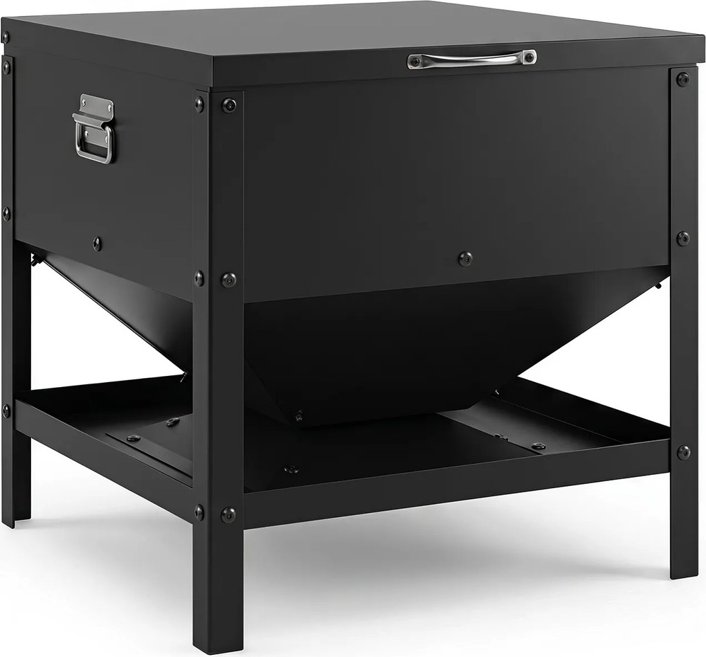 Comedouro para Galinhas, 47 x 46 x 48,5 cm, Tampa de Proteção contra Aves Selvagens, Preto