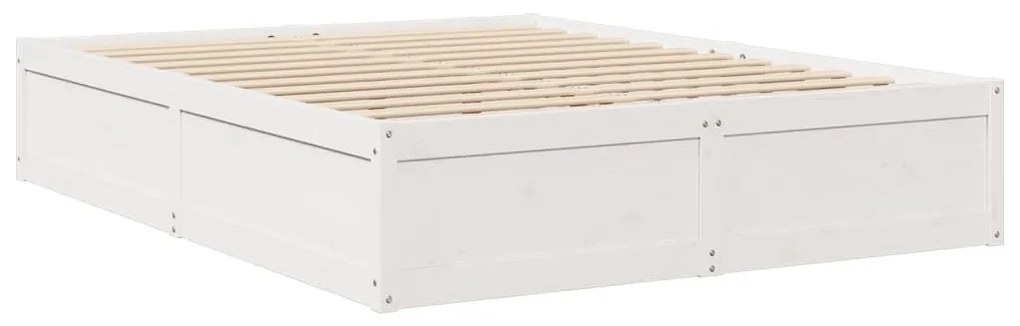 Cama com colchão 160x200 cm madeira de pinho maciça branco