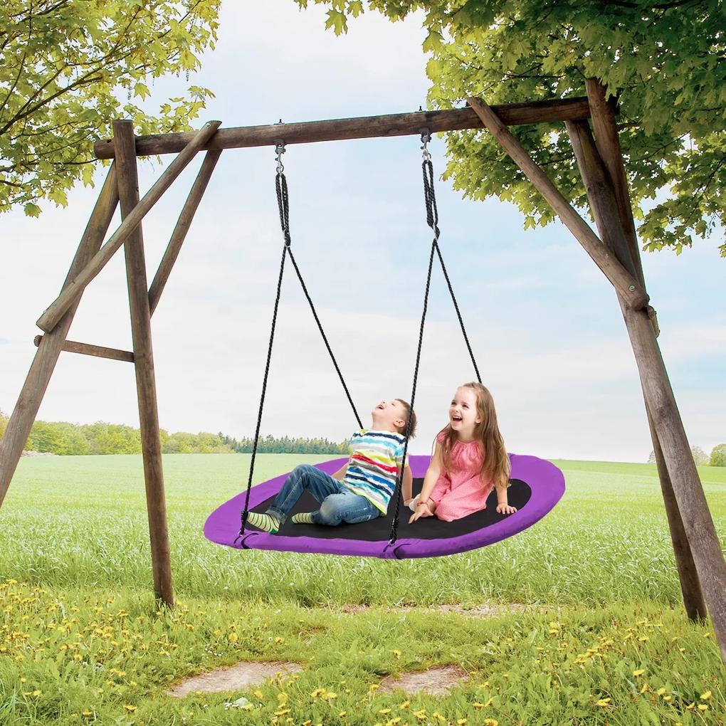Baloiço Infantil Oval para Arvores com Cordas Elevadas para Adultos para Jardim 150 x 80 cm Violeta
