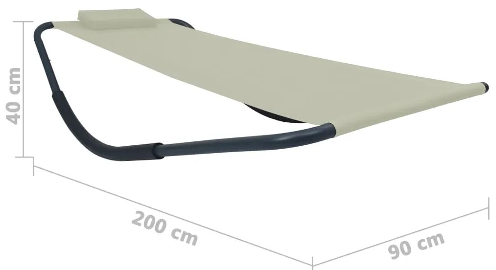 Espreguiçadeira de jardim 200x90 cm aço creme