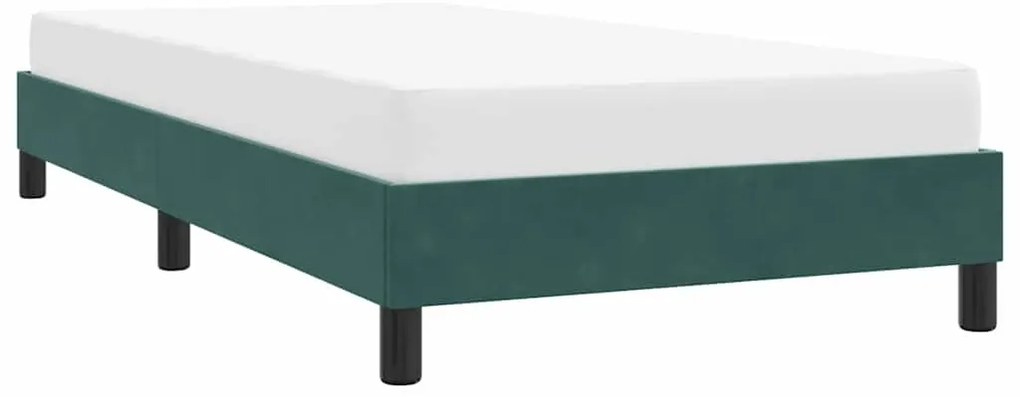 Estrutura de cama sem colchão 90x210 cm veludo verde-escuro