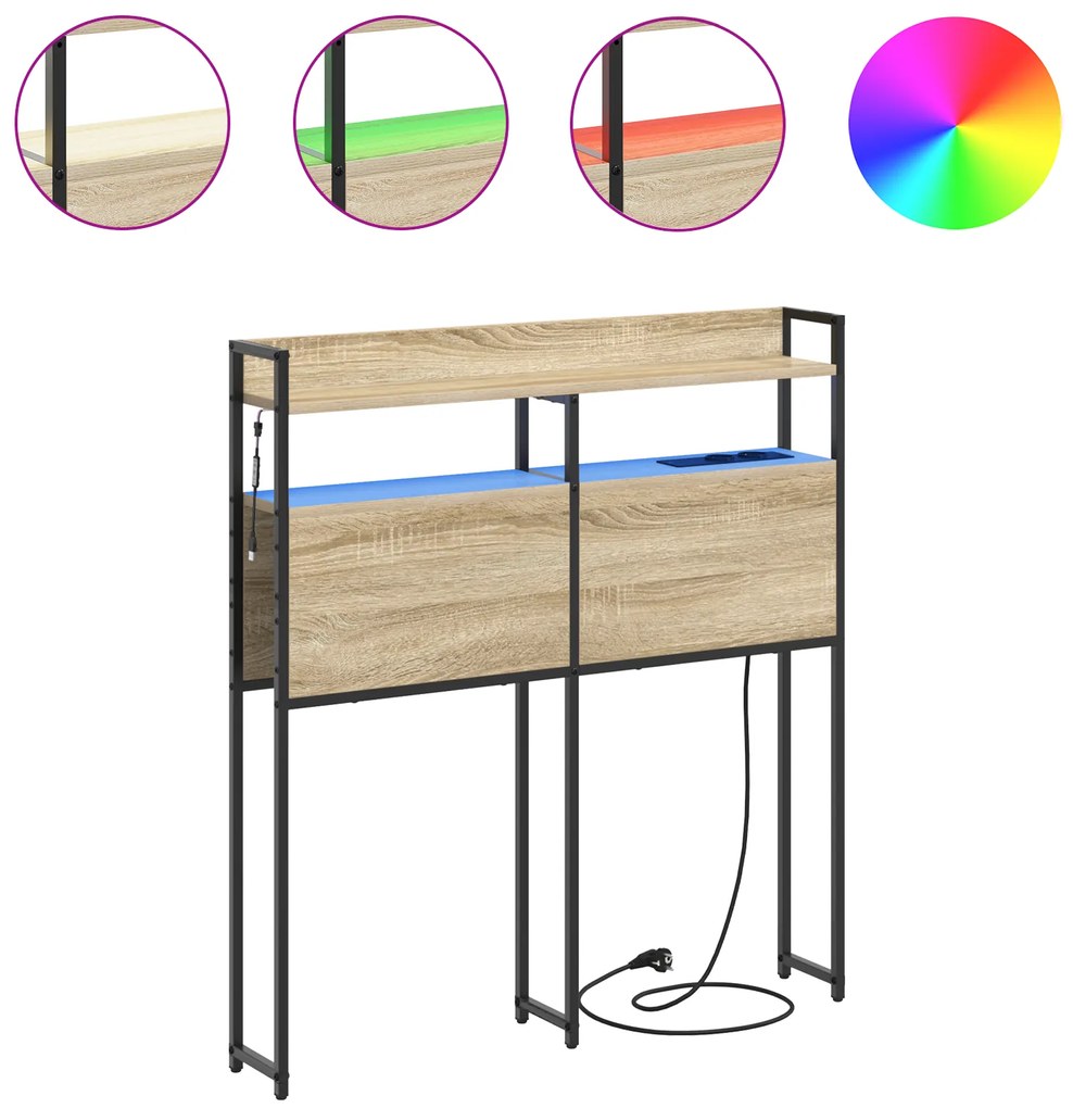 Cabeceira de armazenamento com prateleira Carvalho sonoma 80 cm