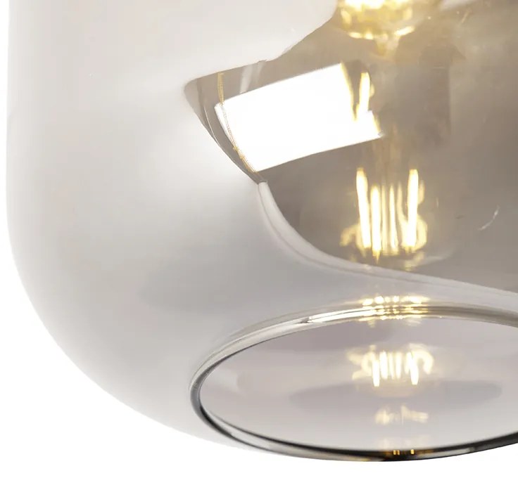Candeeiro de teto design preto e dourado com vidro fumê - Zuzanna Design