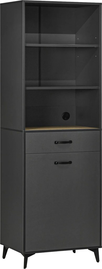 HOMCOM Armário de Cozinha Alto Design Industrial Cinza Aspeto 60x42x180 cm Cinza | Aosom Portugal