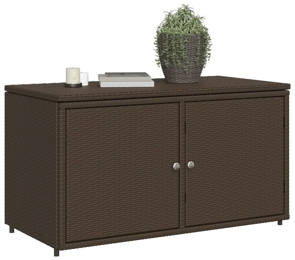 Armário de arrumação para jardim 110x55x60,5cm vime PE castanho