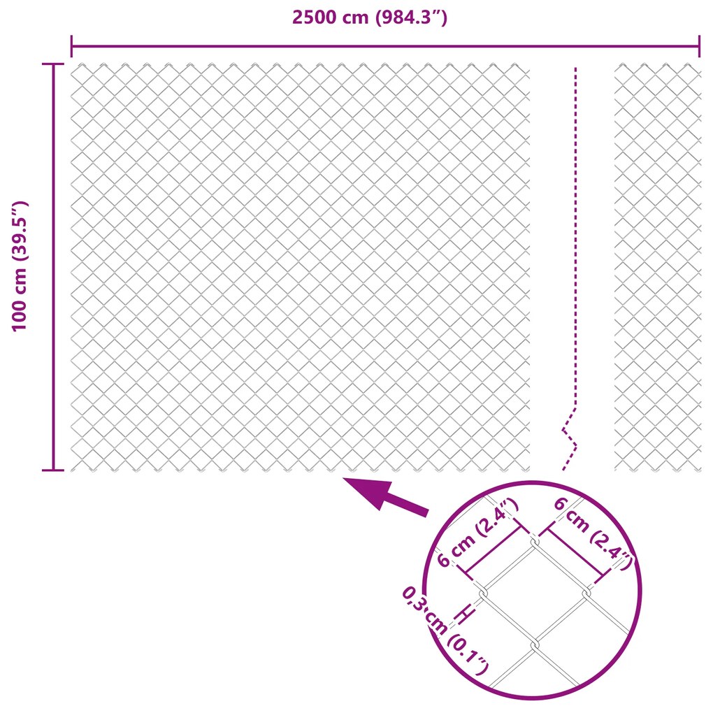 Cerca de Cadeado Conjunto de 2 Aço Galvanizado 25 x 1 m Durável