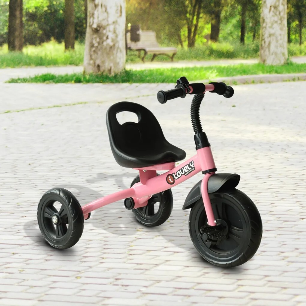 Triciclo para Crianças com mais de 18 meses com Campainha, Guarda-Lamas Roda de Segurança 74x49x55 cm