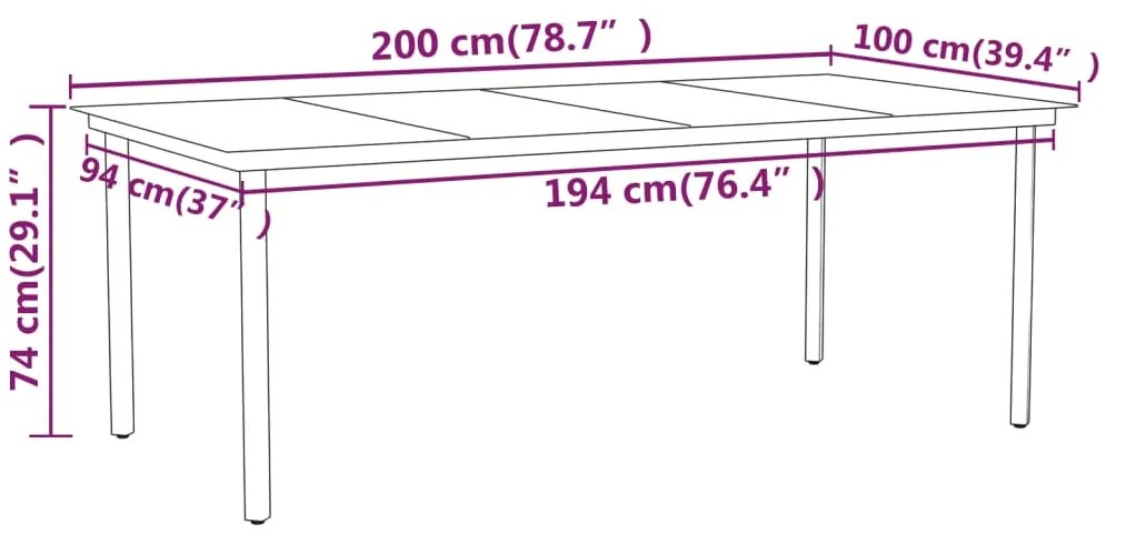 9 pcs conjunto de jantar para jardim preto