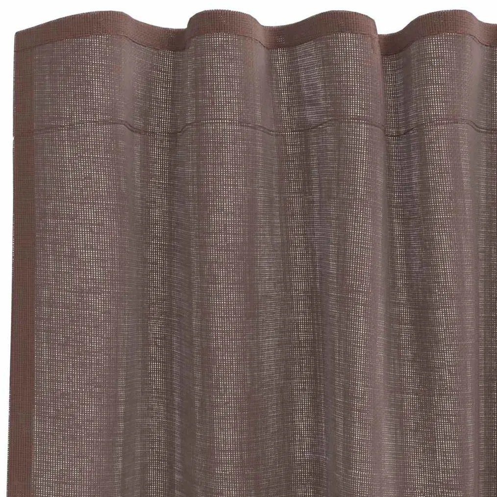 Cortinas de voile com bolsos para varão 2 pcs castanho